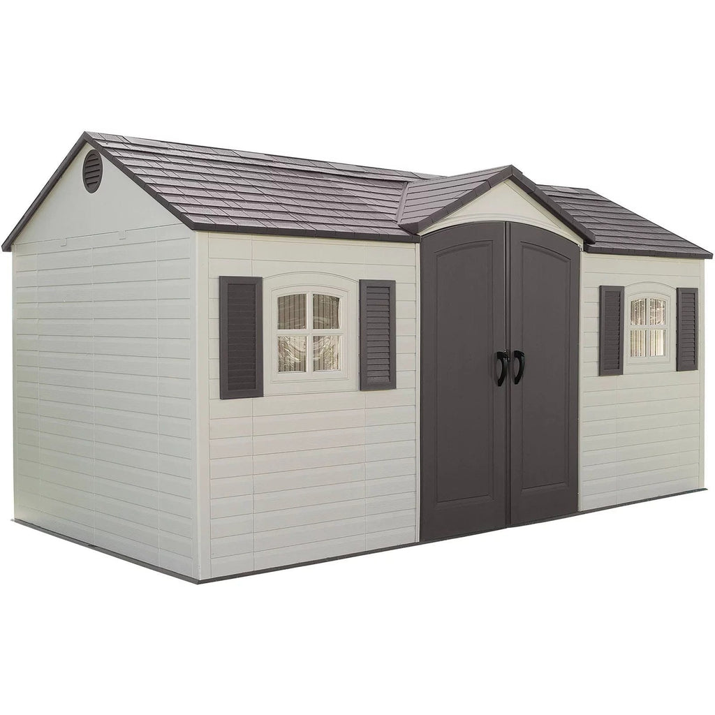 Lifetime 15 ft x 8 ft Outdoor Storage Shed - Large Resin Garden Shed - Geartrailusa