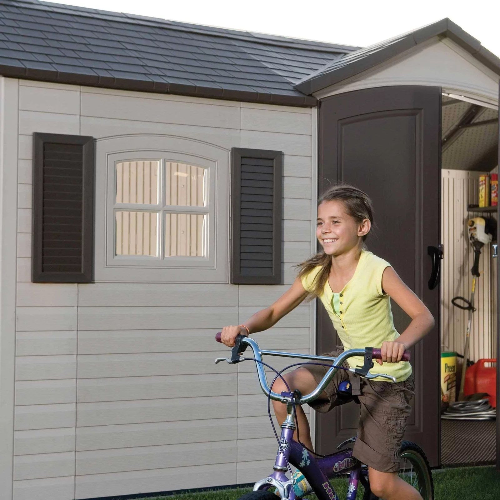 Lifetime 15 ft x 8 ft Outdoor Storage Shed - Large Resin Garden Shed - Geartrailusa