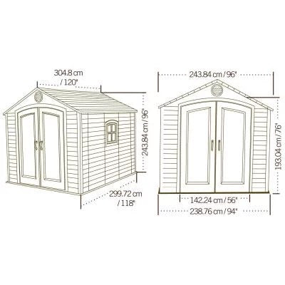 Lifetime 8 ft x 10 ft Outdoor Storage Shed - Durable Resin Construction - Geartrailusa